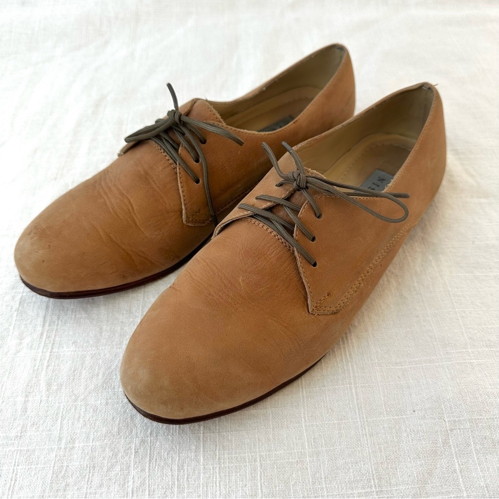 Nisolo Oliver leather Oxford shoe almond Size 7 Flat lace‎ up brown